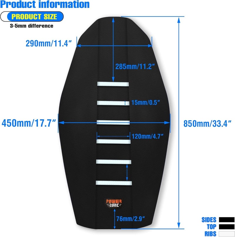 MCHMFG Motorcycle Universal Seat Cover Non-Slip Rubber Striped Gripper Soft Sewing for CRF WR WRF RMZ YZF SXF EXC EXC XC SX CR KLX Dirt Pit Bike Motocross Off Road Motorbike (White) - Image 4